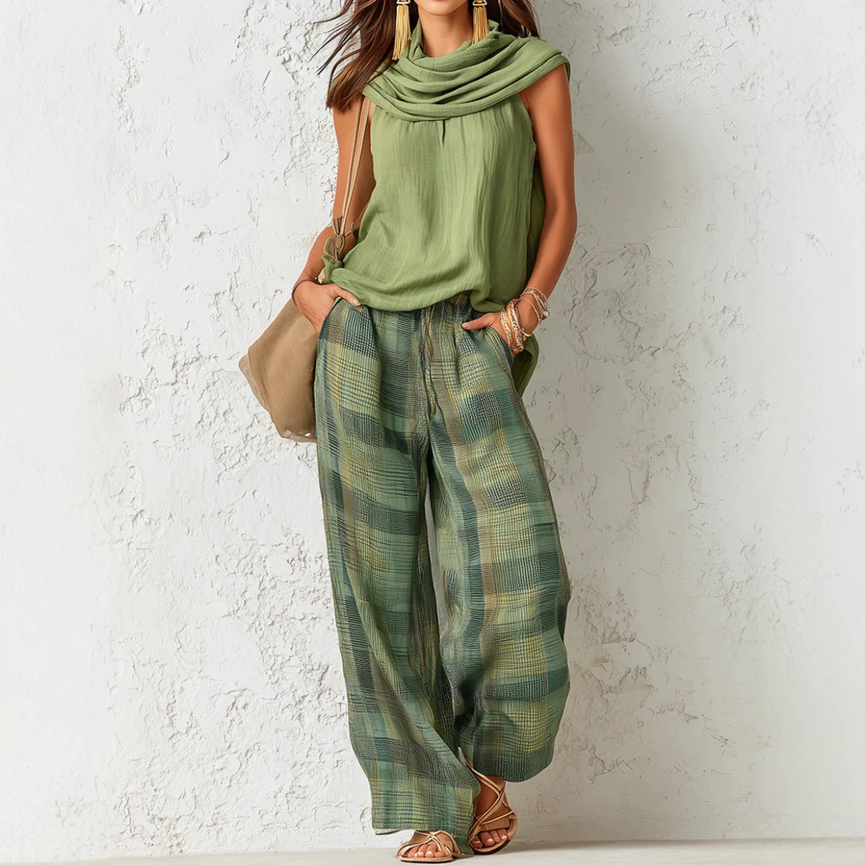 Planted Tank - 2026 Nieuwe Damesmode Boho Groene Mouwloze
