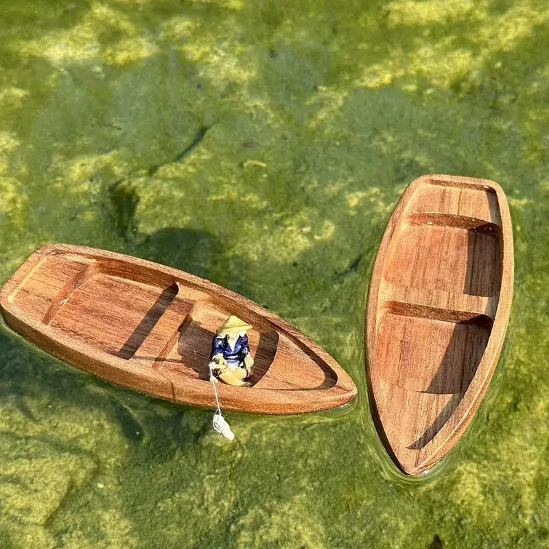 Aquarium Driftwood - Handgemaakte houten boot Mini drijvende boot